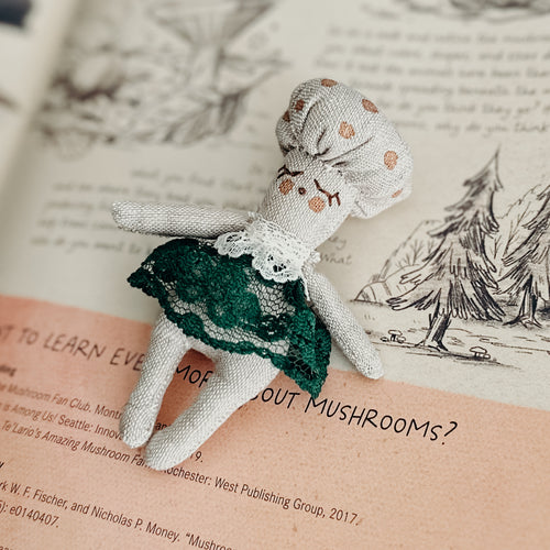 Miss Mushie Heirloom Mini Doll, 3 inch, linen, lace