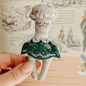 Miss Mushie Heirloom Mini Doll, 3 inch, linen, lace