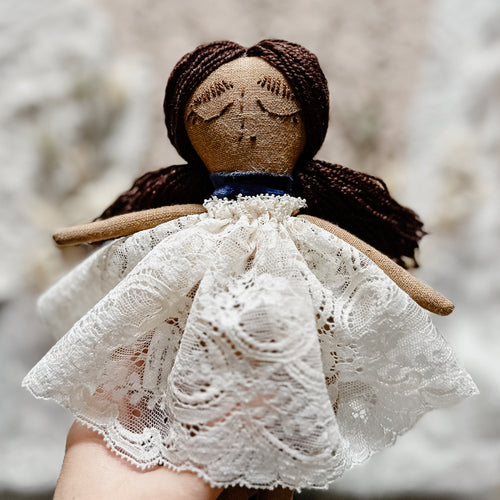 Stella Heirloom Doll, 9 inches, wool, linen, lace