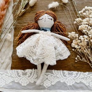 Florence Heirloom Doll, 9 inches, wool, linen, lace