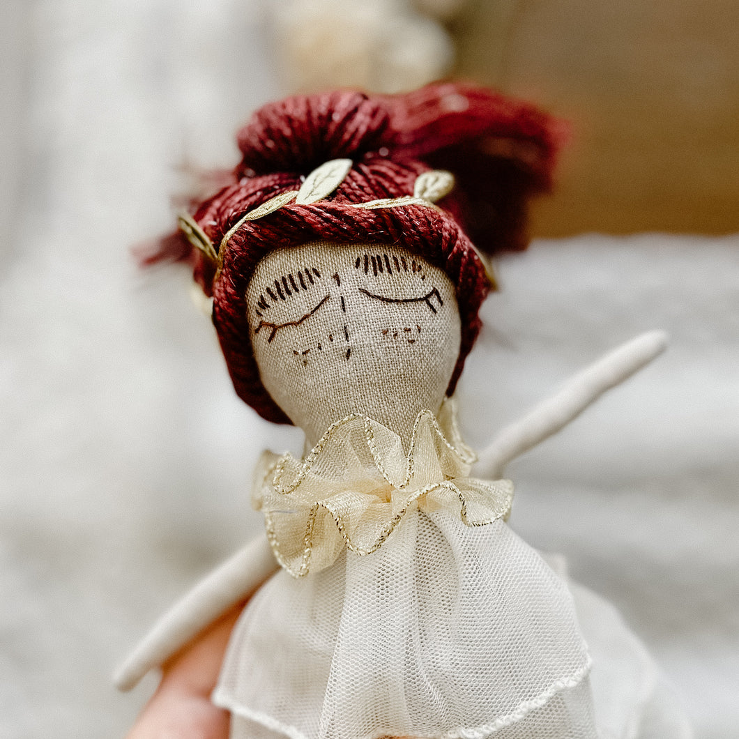 Darlene  Heirloom Doll, 9 inches, wool, linen, lace